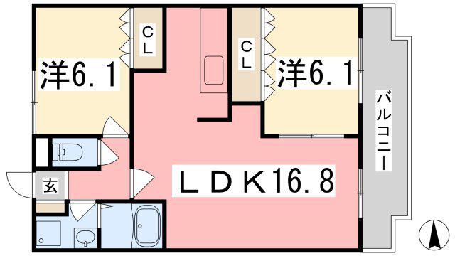 ウィンズ・パレス雅(2LDK/2階)の間取り写真