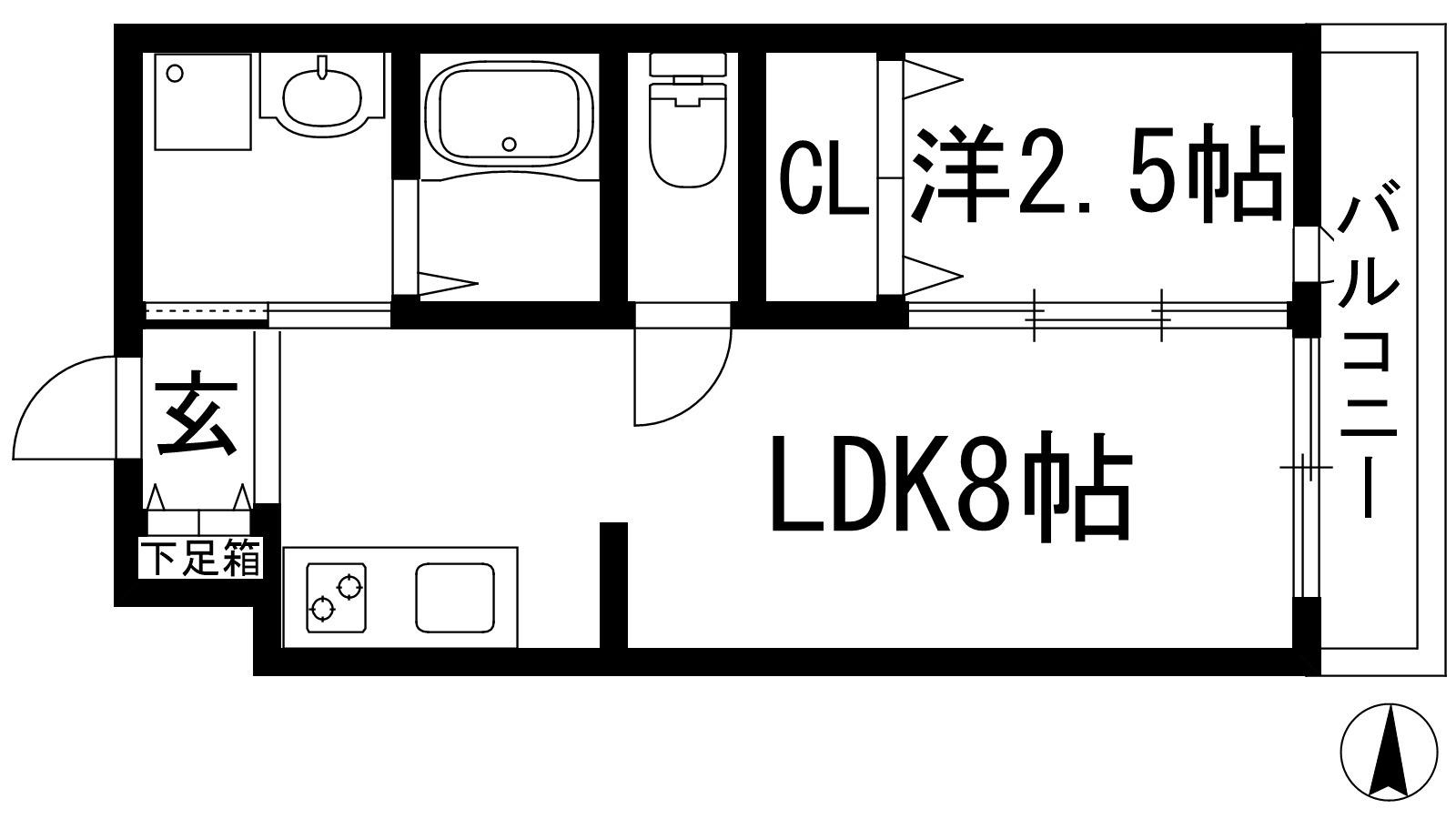 AILE甲東園(1LDK/2階)の間取り写真