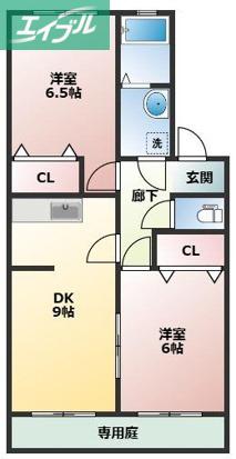 フォーシーズンズ秋(2DK/1階)の間取り写真