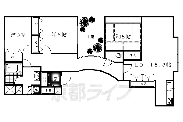 ラ・シュール北山(3LDK/2階)の間取り写真