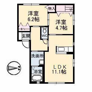 サンディアス貴船(2LDK/1階)の間取り写真