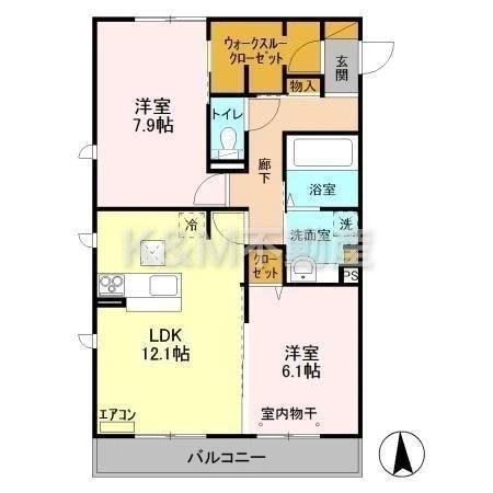 ハピネスストーム(2LDK/1階)の間取り写真