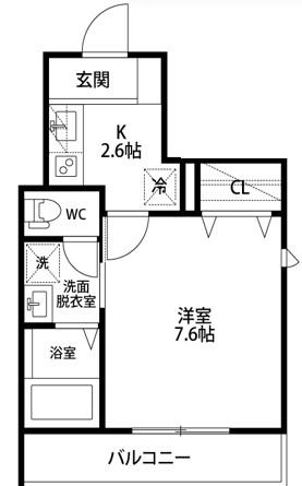 ZELKOVA ウエスト(1K/1階)の間取り写真