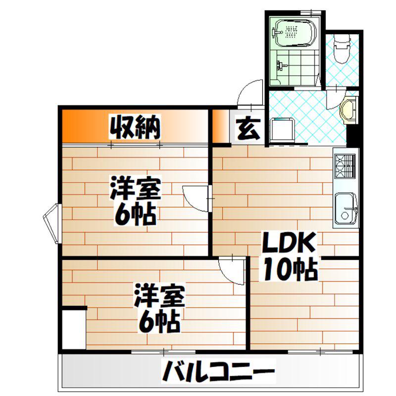 ロジェ城野(2LDK/5階)の間取り写真