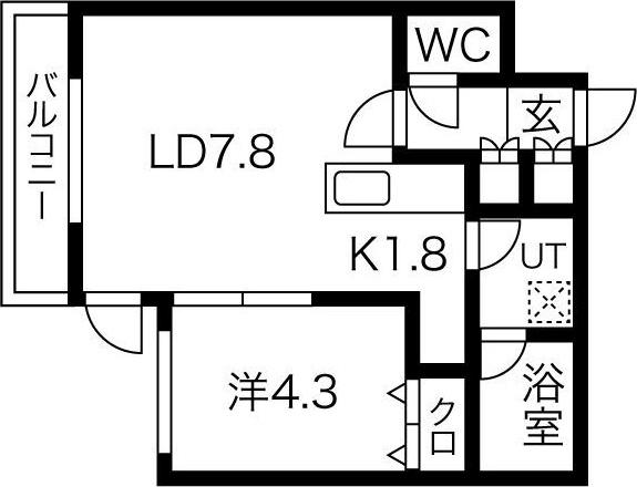 グレイスミル麻生(1LDK/5階)の間取り写真