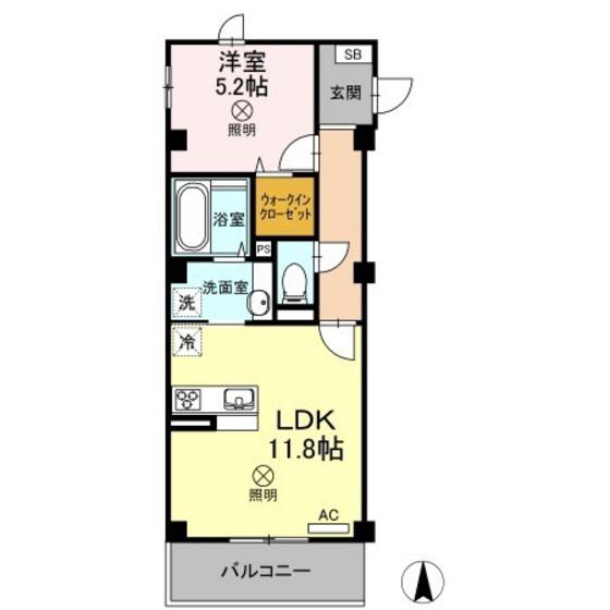 VILLE SOLEIL(1LDK/2階)の間取り写真
