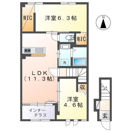 ピュア・スリーリング(2LDK/2階)の間取り写真