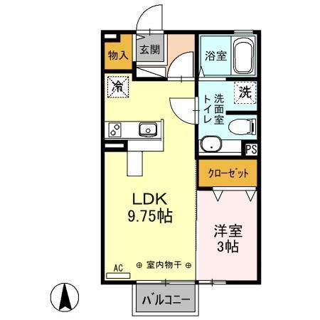 メゾン・ド・ボヌールA/B(1LDK/2階)の間取り写真