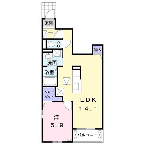 グラース・アビタシオンVI(1LDK/1階)の間取り写真