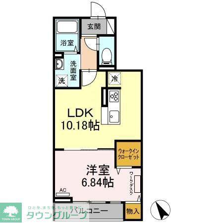 アンジュール新田(1LDK/2階)の間取り写真
