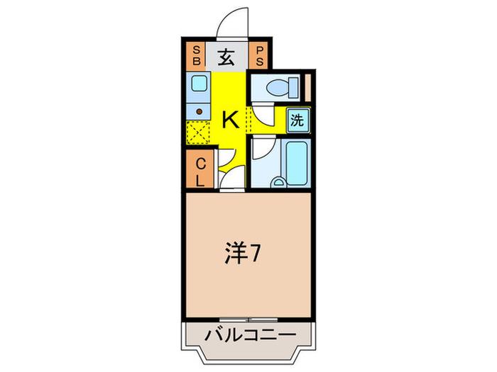 アッシュ宝塚(1K/1階)の間取り写真