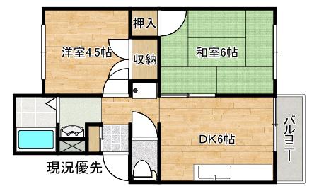 サンコーポ西津田(2DK/2階)の間取り写真