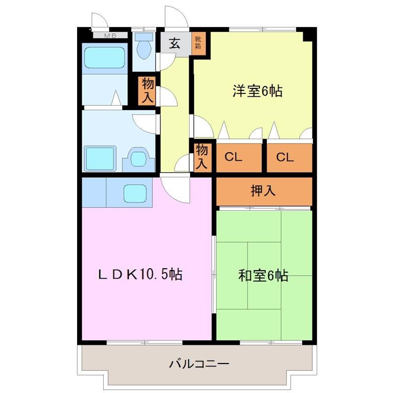 アネックスけやき通(2LDK/3階)の間取り写真