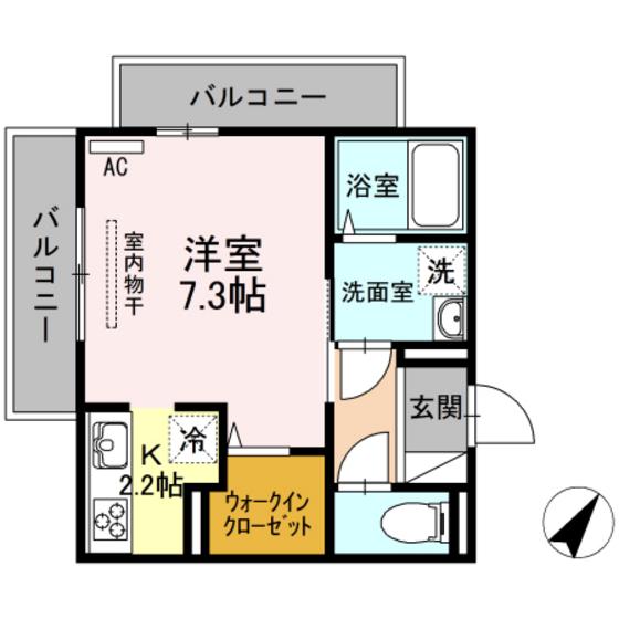 ベローナ(ワンルーム/3階)の間取り写真
