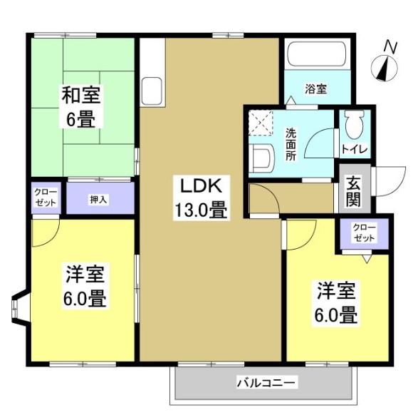 フレグランスタウン(3LDK/1階)の間取り写真