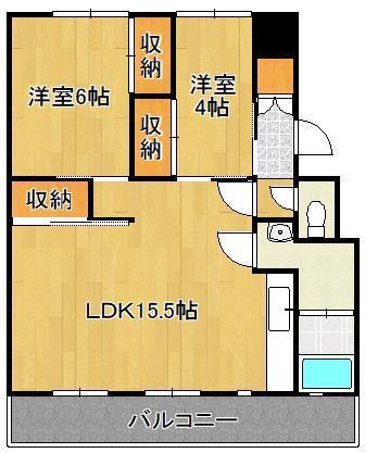 サルヴァトーレ本城II(2LDK/1階)の間取り写真