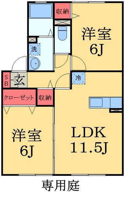 ELYSION HOUSE Ⅱ(2LDK/1階)の間取り写真