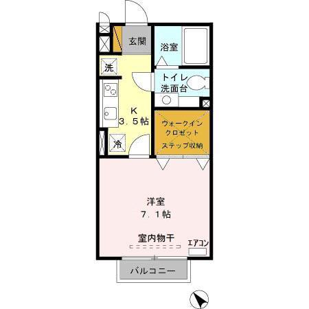 グラッド(1K/2階)の間取り写真