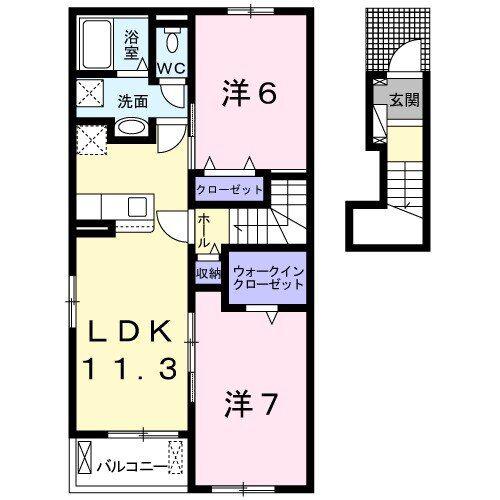 PLAIN 桃の木(2LDK/2階)の間取り写真