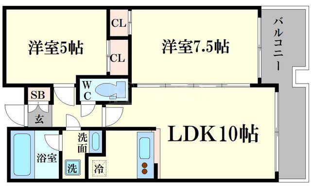 アスペック天満橋(2LDK/3階)の間取り写真