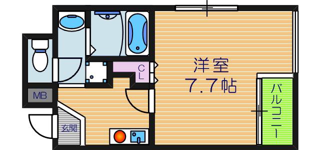 エスペランサ国分町(1K/6階)の間取り写真