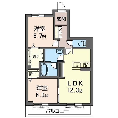 エクラシエ(2LDK/2階)の間取り写真