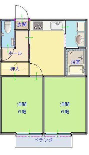 ハイツ大平B(2DK/1階)の間取り写真