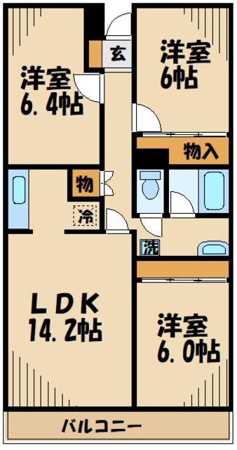 エクセルハイツ(3LDK/1階)の間取り写真