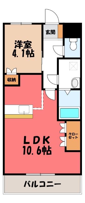シャンドフルール(1LDK/2階)の間取り写真