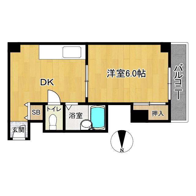 メゾン浪速(1DK/3階)の間取り写真