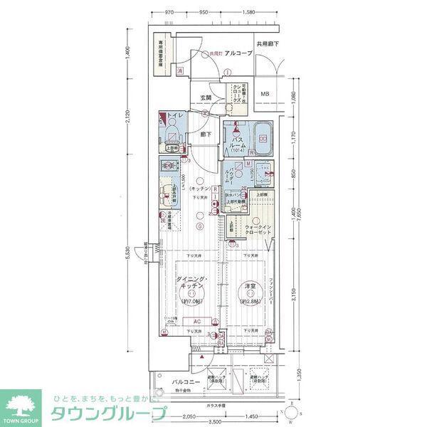 エステムコート名古屋新栄IIアリーナ(1DK/9階)の間取り写真