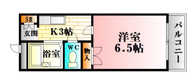 ソギモトビル(1K/2階)の間取り写真