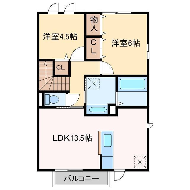 デミコリーヌ(2LDK/2階)の間取り写真