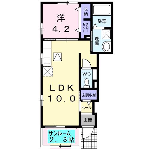 サンシャインフジIII(1LDK/1階)の間取り写真