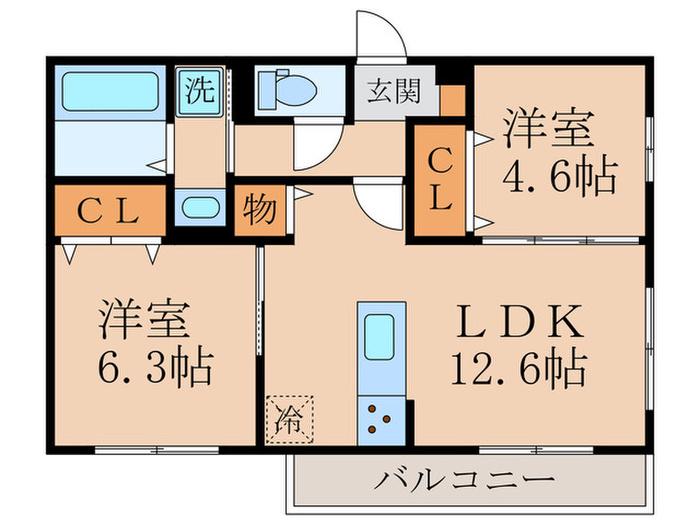 GRAMM深草ノース(2LDK/3階)の間取り写真