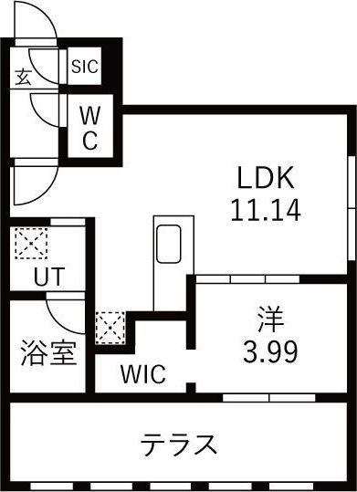GA-二十四軒3-3MS A棟(1LDK/1階)の間取り写真