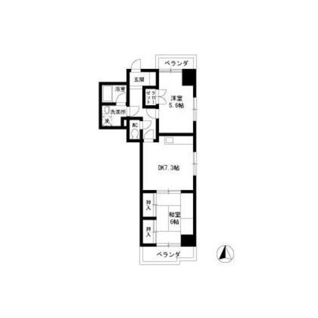 ITOH壱番館(2DK/9階)の間取り写真