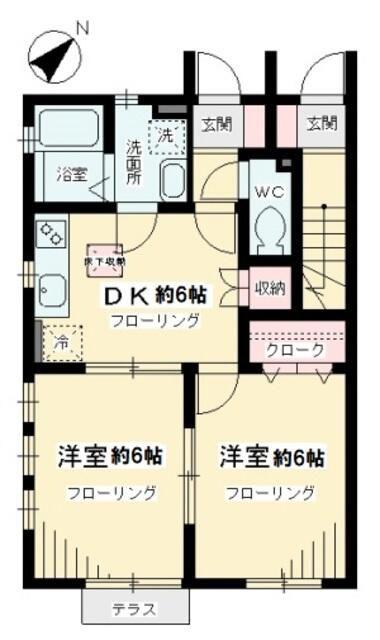 ビオト-プ桜丘A(2DK/1階)の間取り写真