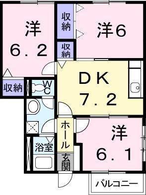 モーニング・グローリー(3DK/1階)の間取り写真