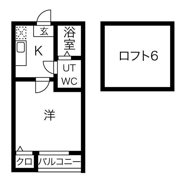 コンパートハウス上飯田(1K/1階)の間取り写真