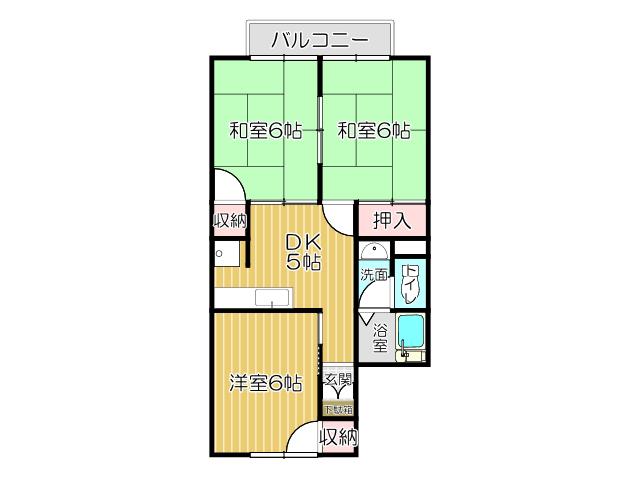 グランディール松寿山(3DK/2階)の間取り写真