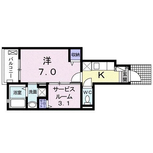 メイプル(1SK/1階)の間取り写真
