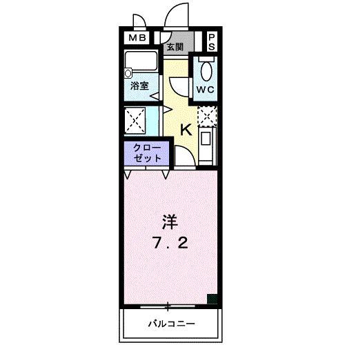 コスモハイツ(1K/2階)の間取り写真