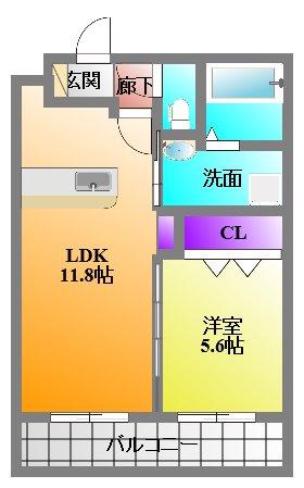 グレイスリー半田山(1LDK/2階)の間取り写真
