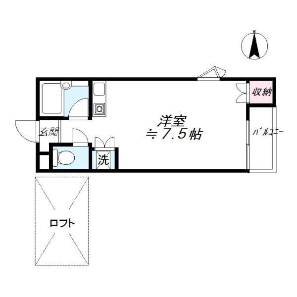 コーポサンライズII(ワンルーム/2階)の間取り写真