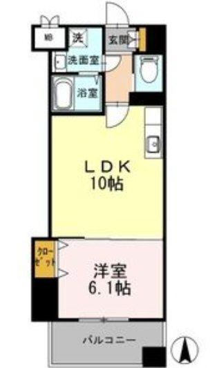 カスタリア志賀本通(1LDK/4階)の間取り写真