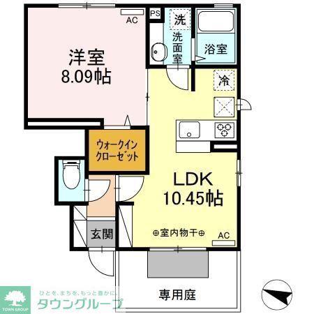 PARKSIDEASAMI A棟(1LDK/1階)の間取り写真