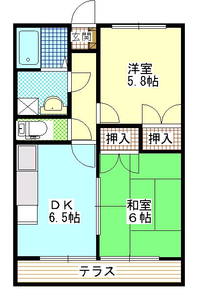 メッセムラカミ(2DK/2階)の間取り写真