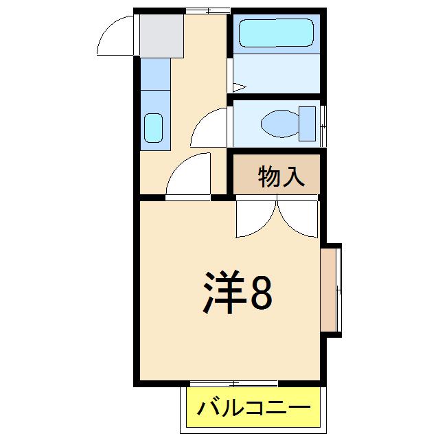 MODELIST希望が丘(1K/2階)の間取り写真