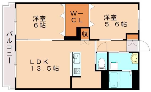 LAUREN COURT(2LDK/4階)の間取り写真